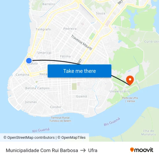 Municipalidade Com Rui Barbosa to Ufra map