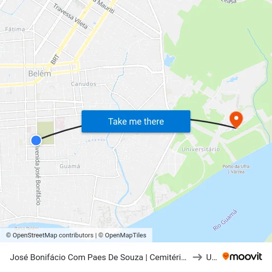 José Bonifácio Com Paes De Souza | Cemitério Santa Isabel to Ufra map