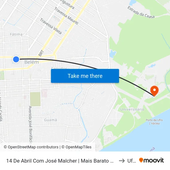 14 De Abril Com José Malcher | Mais Barato Plaza to Ufra map