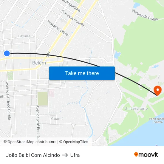João Balbi Com Alcindo to Ufra map