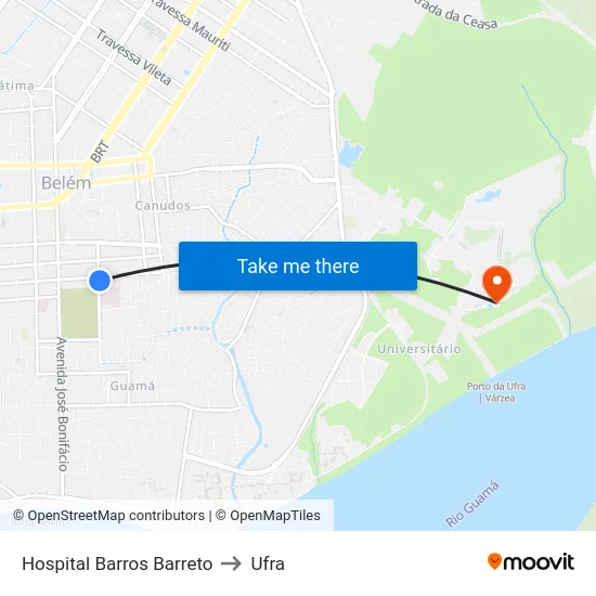 Hospital Barros Barreto to Ufra map