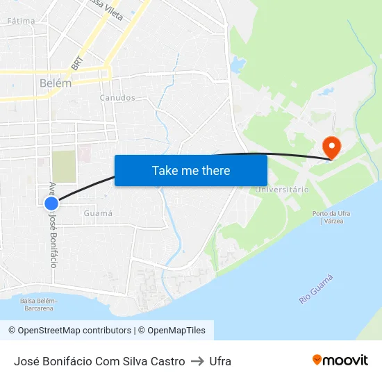 José Bonifácio Com Silva Castro to Ufra map