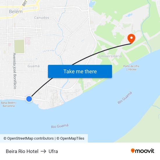 Beira Rio Hotel to Ufra map