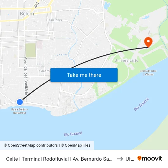 Celte | Terminal Rodofluvial | Av. Bernardo Sayão to Ufra map