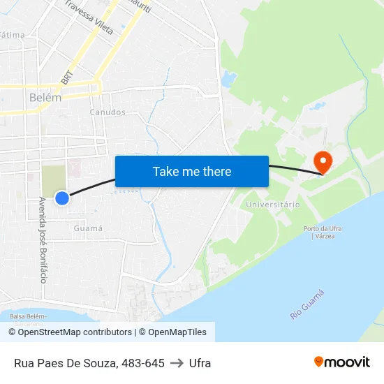 Rua Paes De Souza, 483-645 to Ufra map