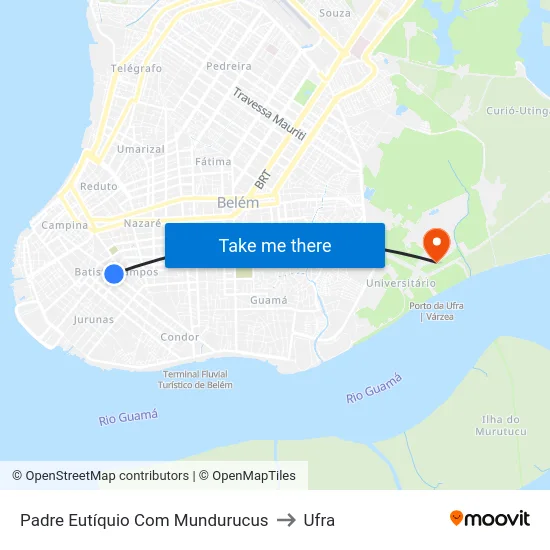 Padre Eutíquio Com Mundurucus to Ufra map