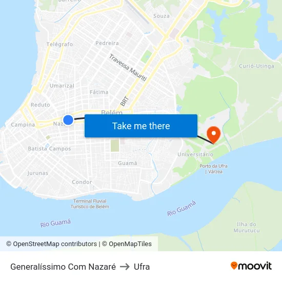 Generalíssimo Com Nazaré to Ufra map