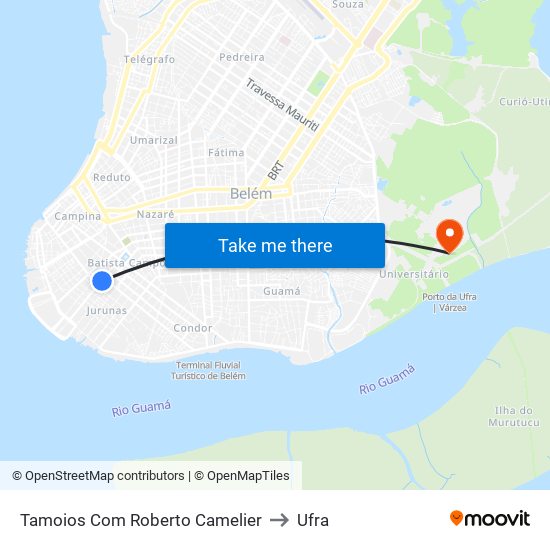 Tamoios Com Roberto Camelier to Ufra map