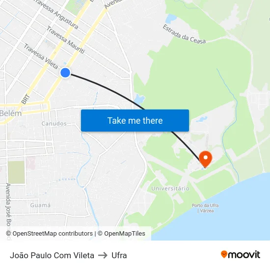 João Paulo Com Vileta to Ufra map