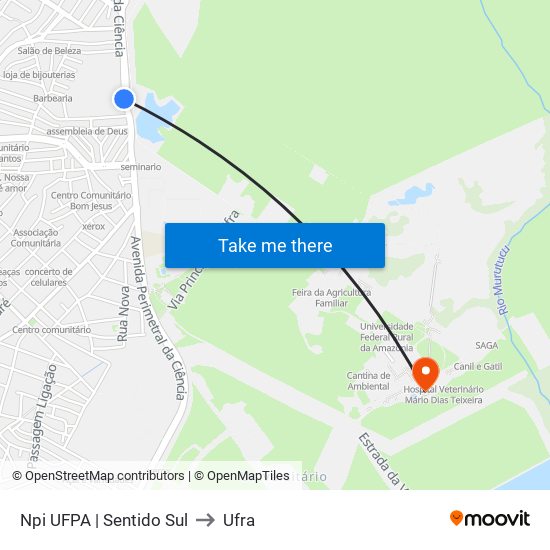 Npi UFPA | Sentido Sul to Ufra map