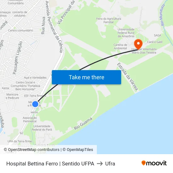 Hospital Bettina Ferro | Sentido UFPA to Ufra map