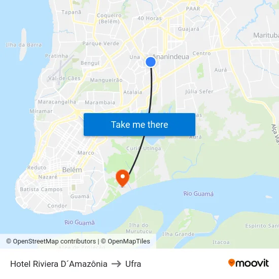 Hotel Riviera D´Amazônia to Ufra map