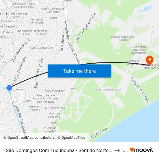 São Domingos Com Tucunduba - Sentido Norte | Feira São Domingos (Tucunduba) to Ufra map