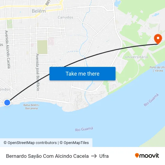 Bernardo Sayão Com Alcindo Cacela to Ufra map