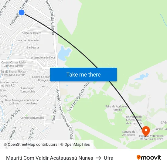 Mauriti Com Valdir Acatauassú Nunes to Ufra map