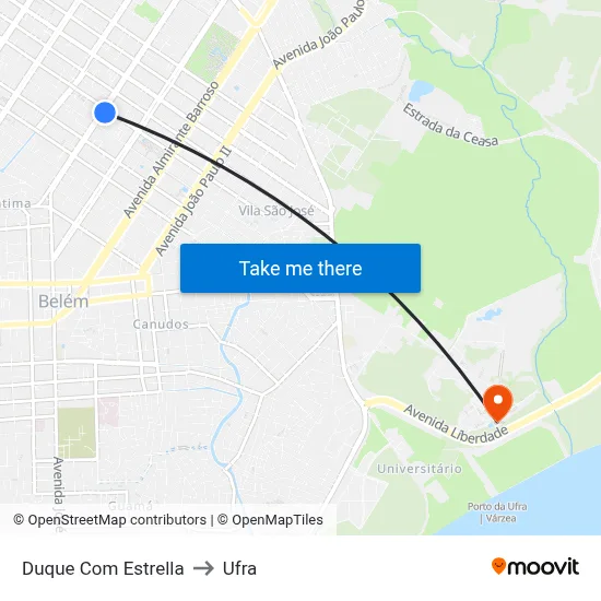 Duque Com Estrella to Ufra map