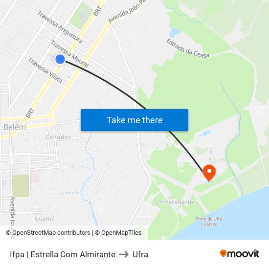 Ifpa | Estrella Com Almirante to Ufra map