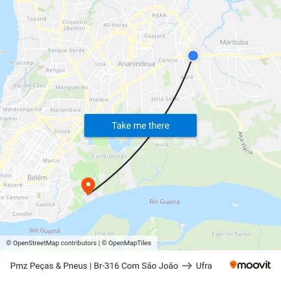 Pmz Peças & Pneus | Br-316 Com São João to Ufra map