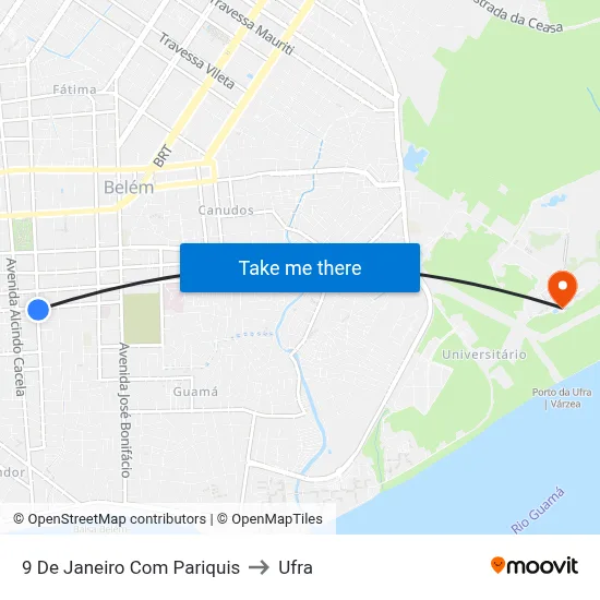 9 De Janeiro Com Pariquis to Ufra map