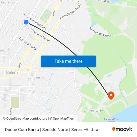 Duque Com Barão | Sentido Norte | Senai to Ufra map