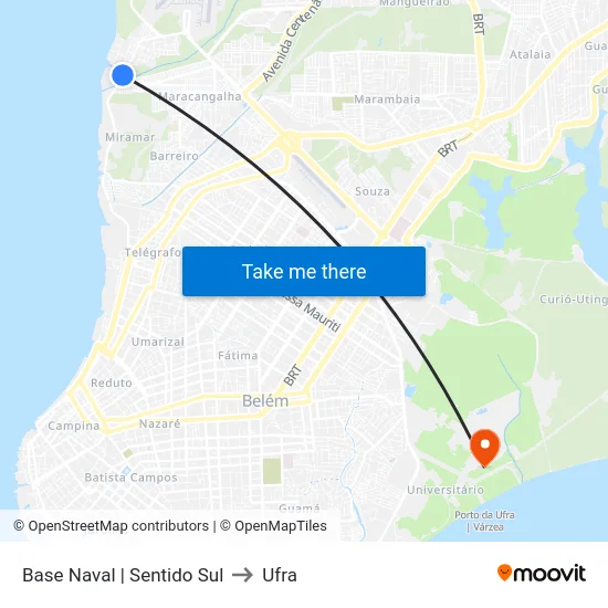 Base Naval | Sentido Sul to Ufra map