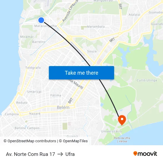 Av. Norte Com Rua 17 to Ufra map