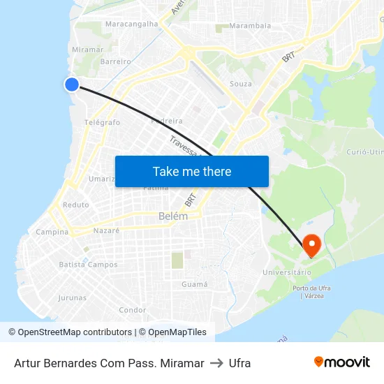 Artur Bernardes Com Pass. Miramar to Ufra map