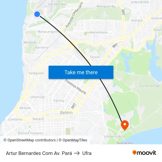 Artur Bernardes Com Av. Pará to Ufra map