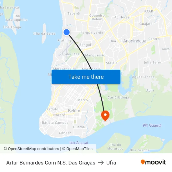 Artur Bernardes Com N.S. Das Graças to Ufra map