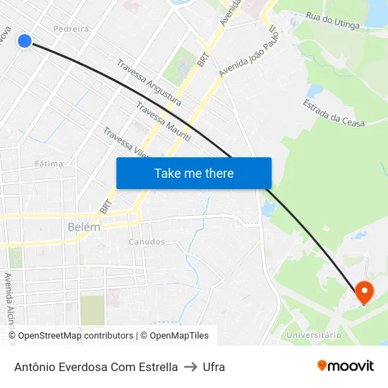Antônio Everdosa Com Estrella to Ufra map