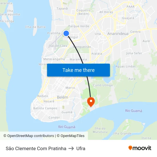 São Clemente Com Pratinha to Ufra map