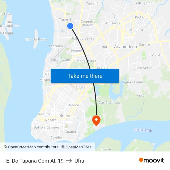 E. Do Tapanã Com Al. 19 to Ufra map