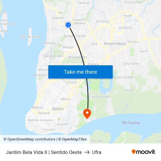 Jardim Bela Vida II | Sentido Oeste to Ufra map