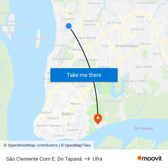 São Clemente Com E. Do Tapanã to Ufra map