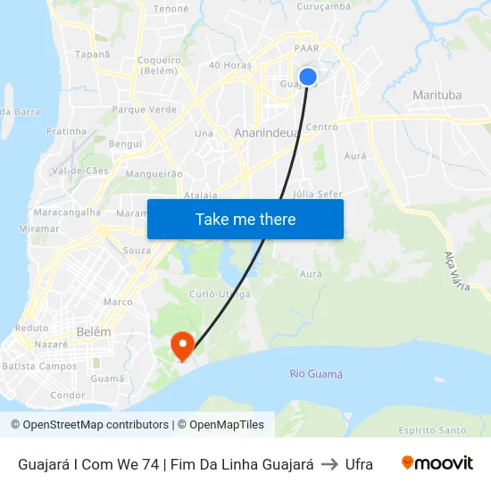 Guajará I Com We 74 | Fim Da Linha Guajará to Ufra map