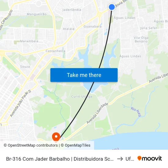Br-316 Com Jader Barbalho | Distribuidora Schin to Ufra map