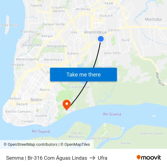 Semma | Br-316 Com Águas Lindas to Ufra map