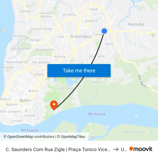C. Saunders Com Rua Zigle | Praça Tonico Vicente | Colégio Alfa Saykoo to Ufra map