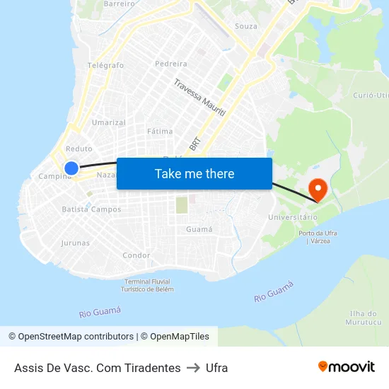Assis De Vasc. Com Tiradentes to Ufra map