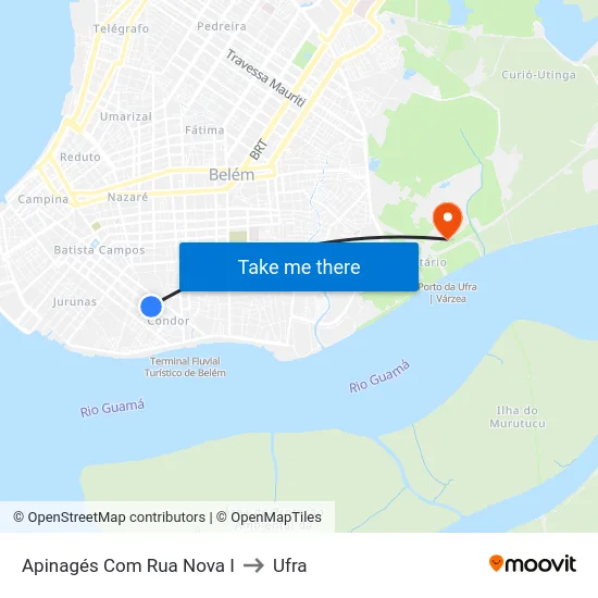 Apinagés Com Rua Nova I to Ufra map