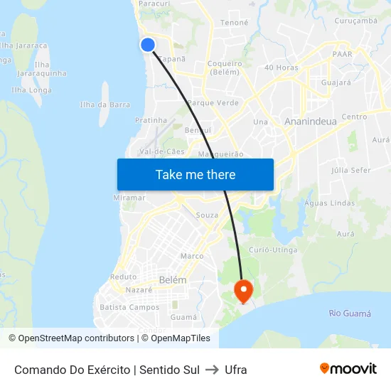 Comando Do Exército | Sentido Sul to Ufra map