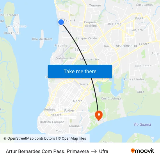Artur Bernardes Com Pass. Primavera to Ufra map