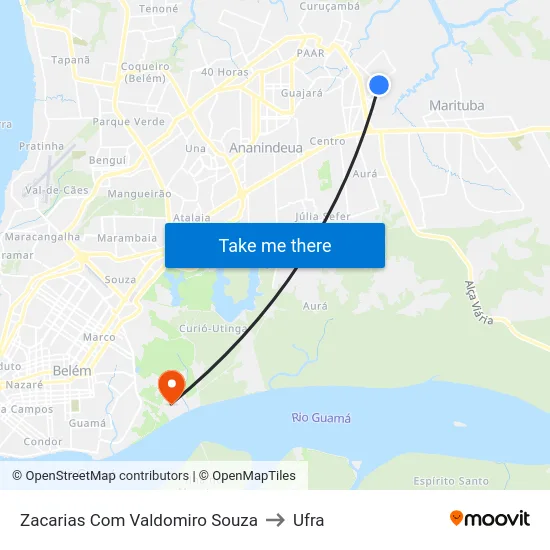 Zacarias Com Valdomiro Souza to Ufra map