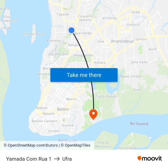 Yamada Com Rua 1 to Ufra map