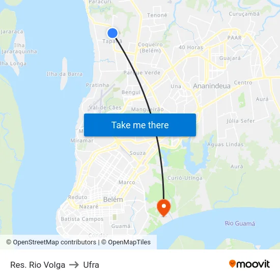 Res. Rio Volga to Ufra map