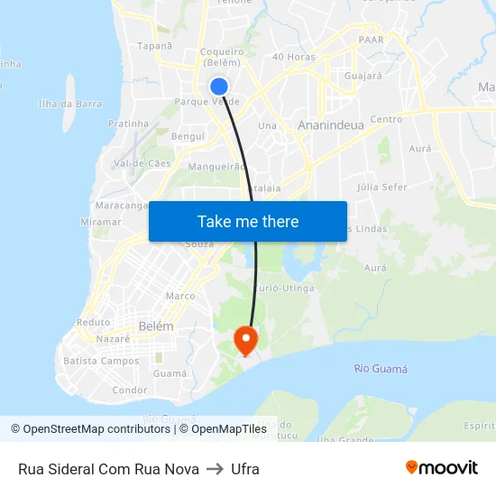 Rua Sideral Com Rua Nova to Ufra map