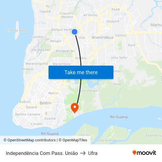 Independência Com Pass. União to Ufra map