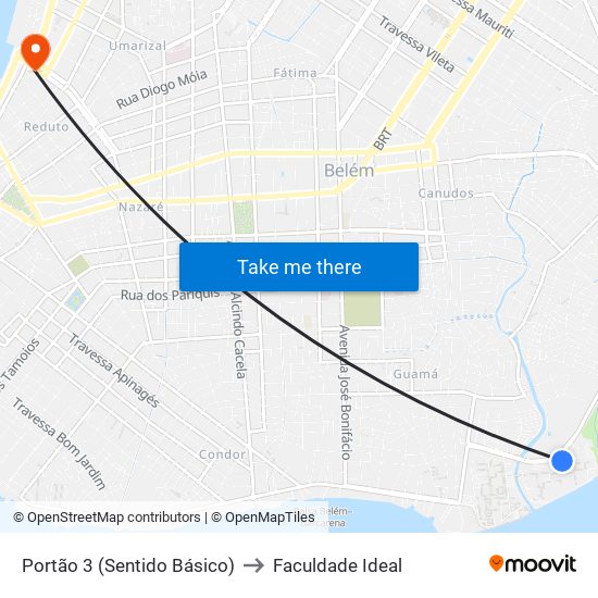 Portão 3 (Sentido Básico) to Faculdade Ideal map