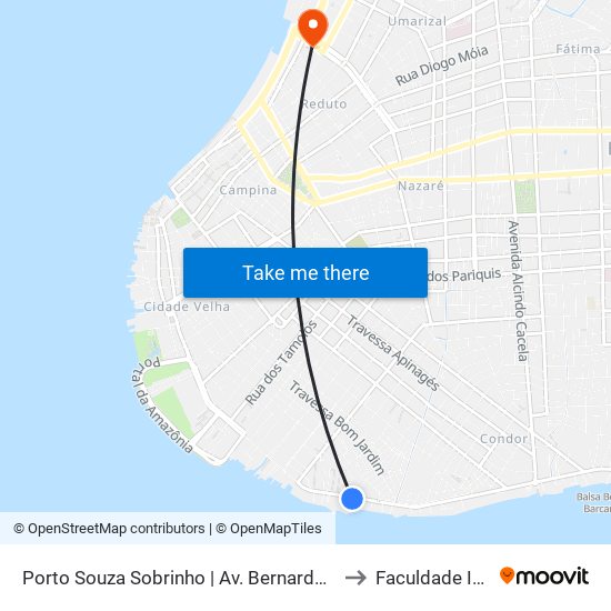 Porto Souza Sobrinho | Av. Bernardo Sayão to Faculdade Ideal map