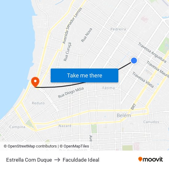 Estrella Com Duque to Faculdade Ideal map